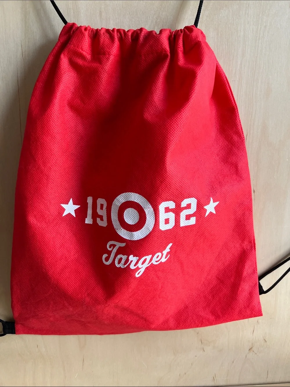 Target Red Drawstring Bag with Matching Red Water Bottle and Notebook
